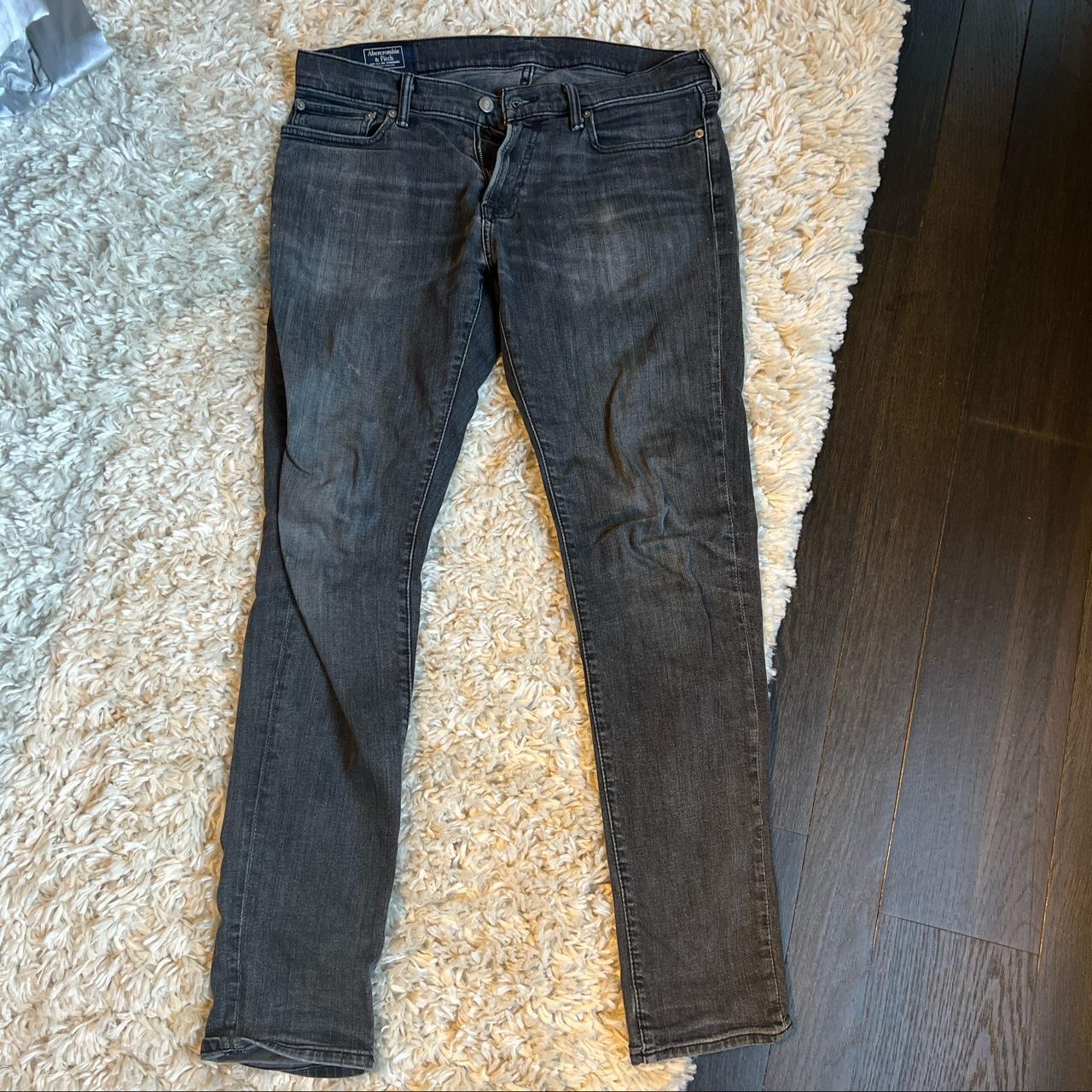 Abercrombie & Fitch Men's Black and Grey Jeans | Depop