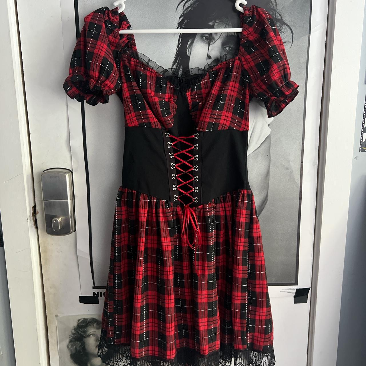 cider tartan corset dress never worn, present but... Depop