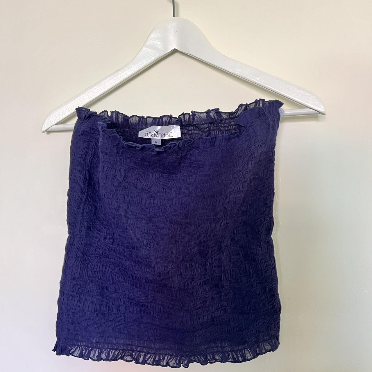 dark blue bandeau top so cute for summer size m... - Depop