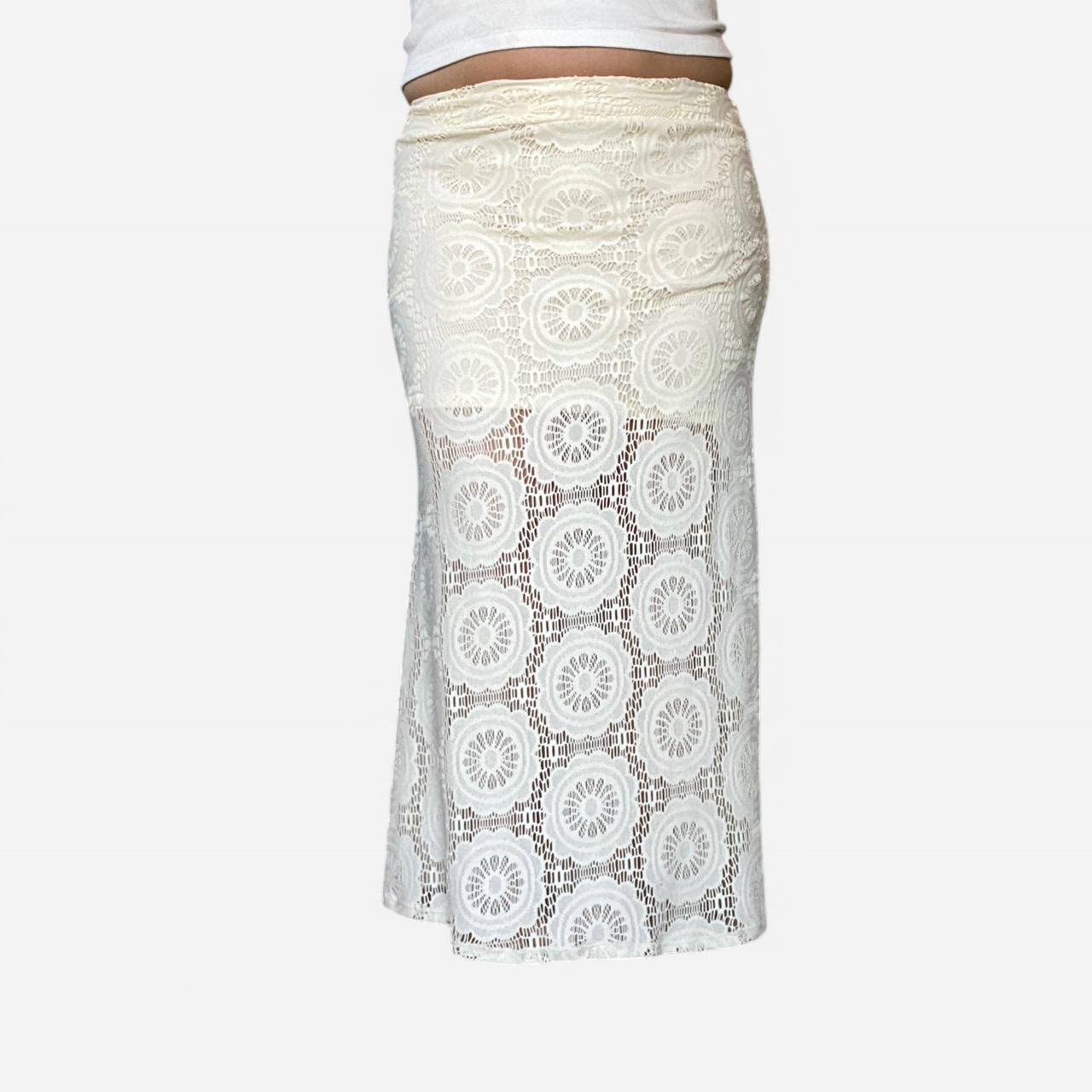 Vintage Women's Skirt - Cream/White - L – Vintage… - image 1
