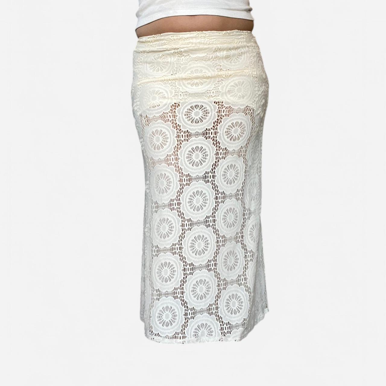 Vintage Women's Skirt - Cream/White - L – Vintage… - image 2