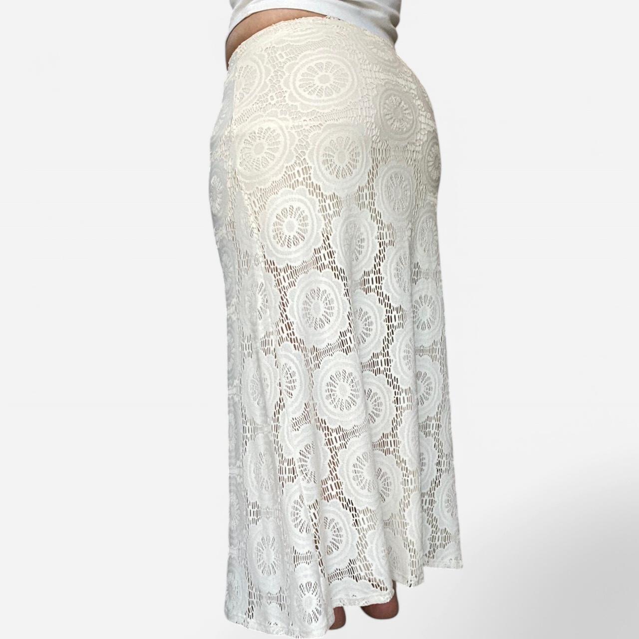 Vintage Women's Skirt - Cream/White - L – Vintage… - image 3