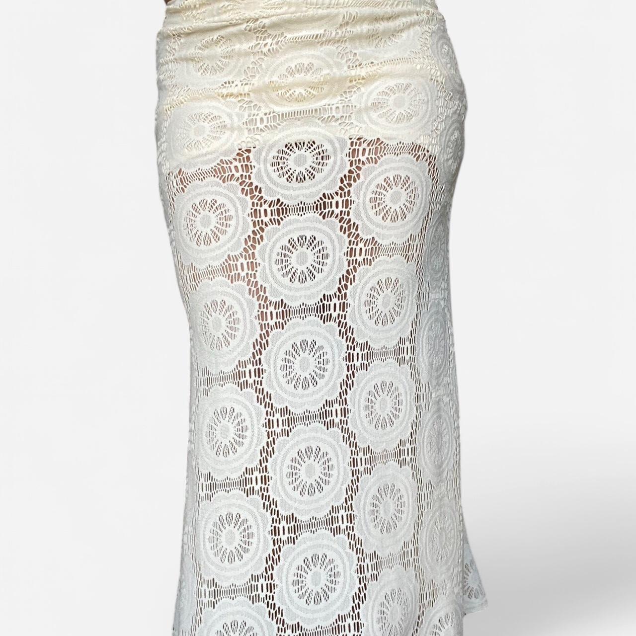 Vintage Women's Skirt - Cream/White - L – Vintage… - image 7