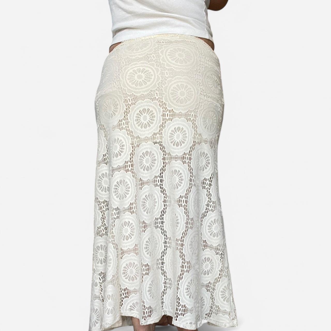 Vintage Women's Skirt - Cream/White - L – Vintage… - image 8