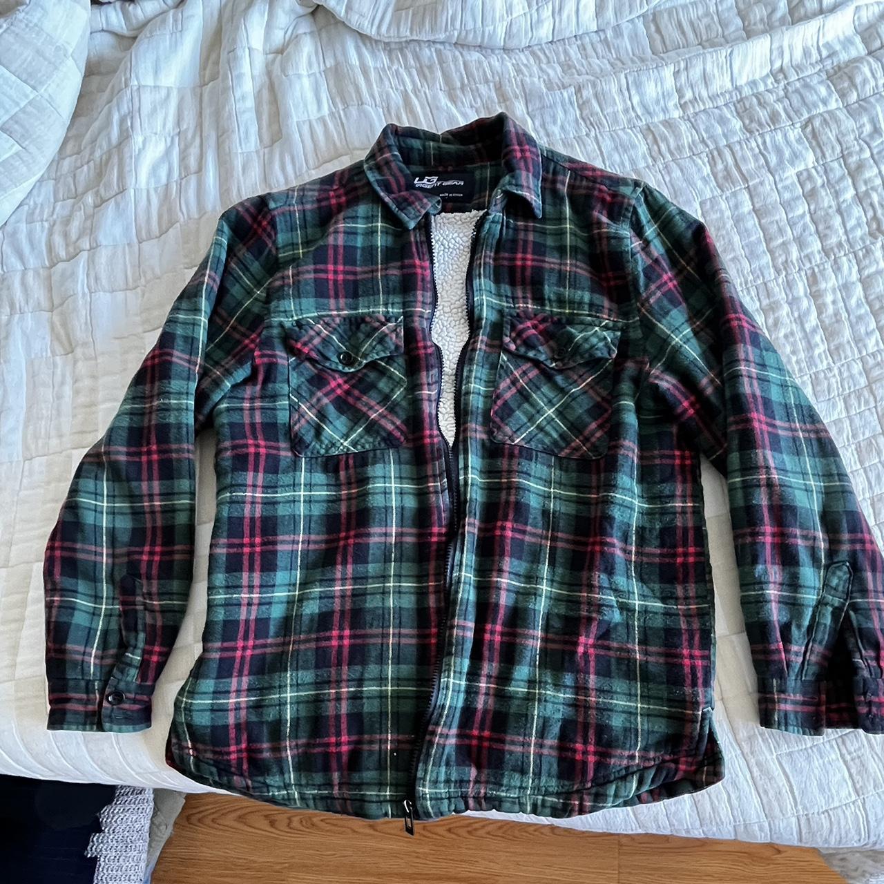 Fleece fuzzy lined Plaid flannel jacket with a. Depop