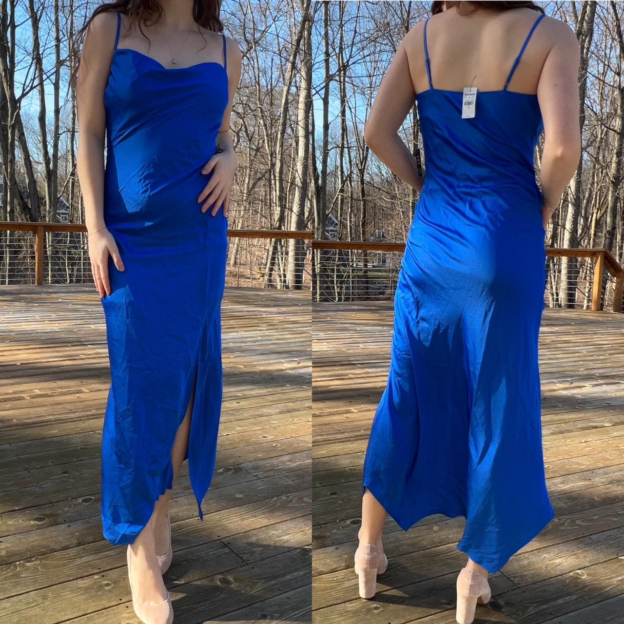 NWT Express Electric Blue Silky Slip Dress Only