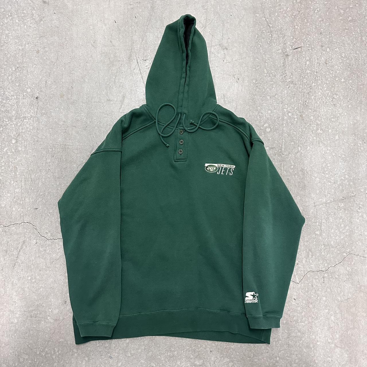 vintage 90s starter new york jets embroidered hoodie... - Depop