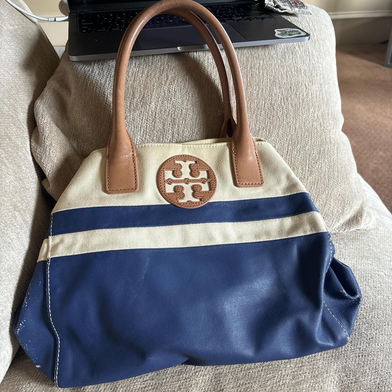 Tory popular Burch Blue Cream Tote Bag