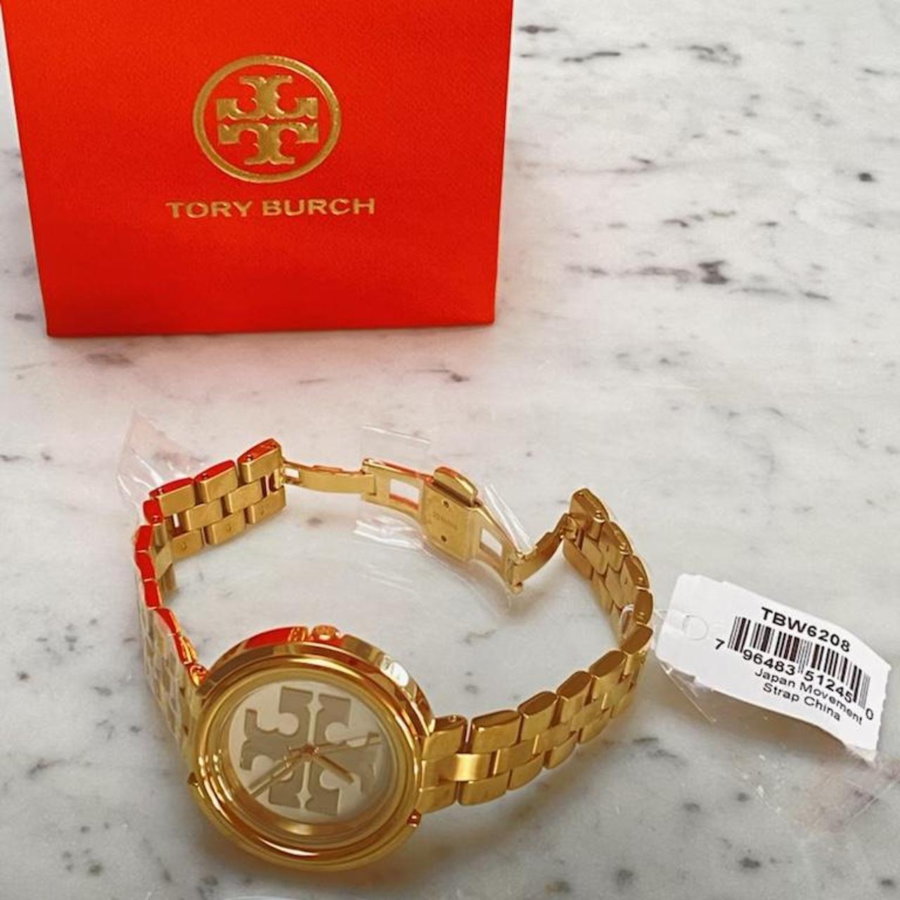 Tory Burch Tbw6208 Miller Gold Logo Ivory Dial...