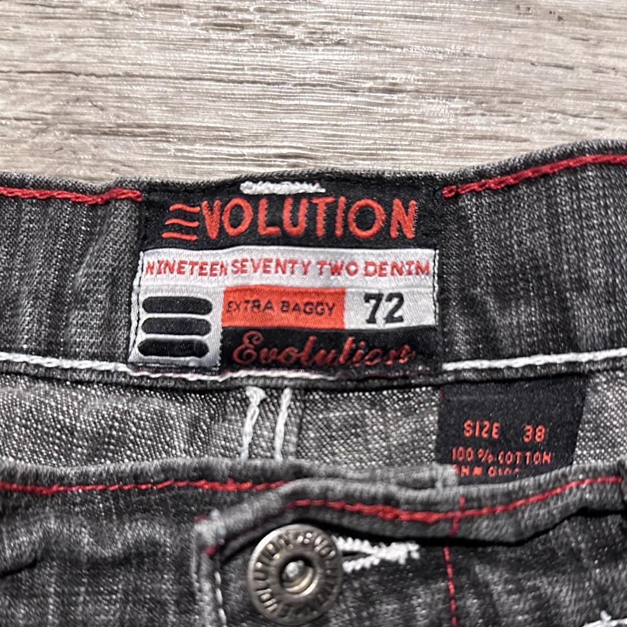 vintage y2k evolution contrast stitch jorts baggy... - Depop