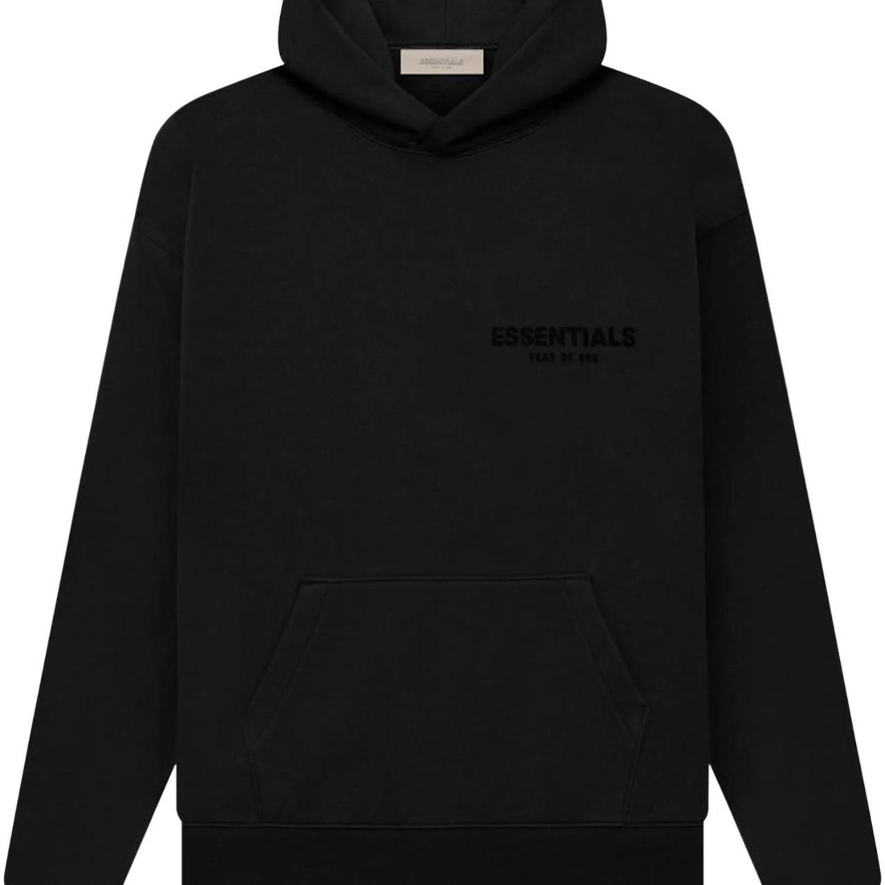 Essentials fear of God black hoodie. Size small... - Depop