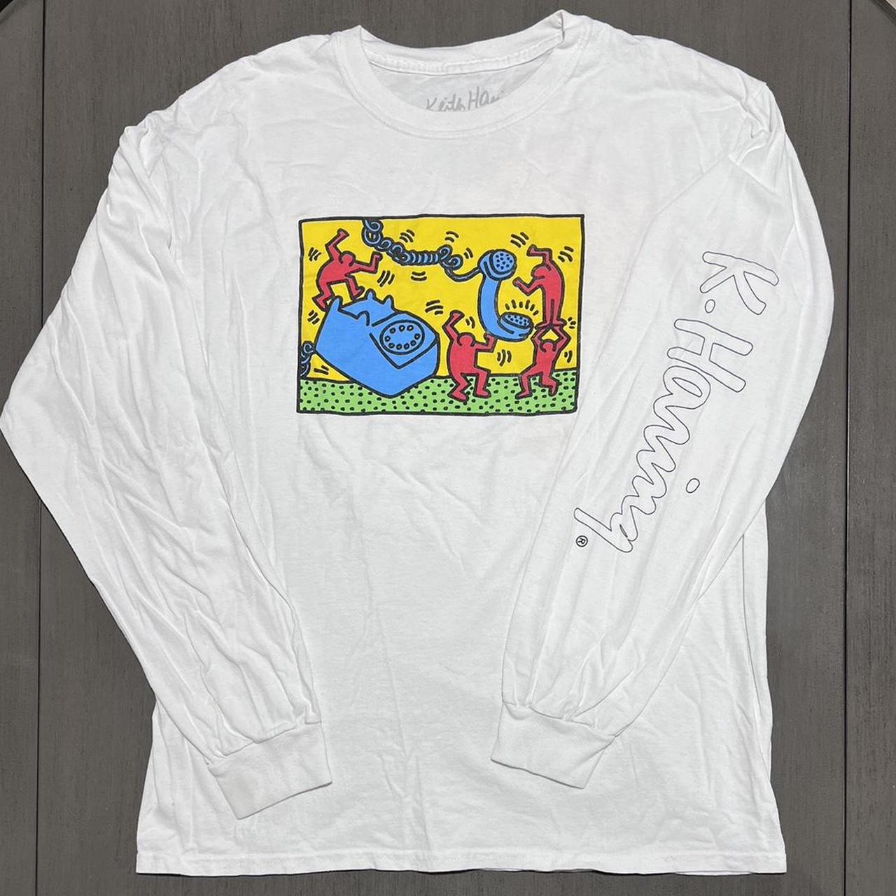 Keith Haring telephone dancing sunflower graphic... - Depop