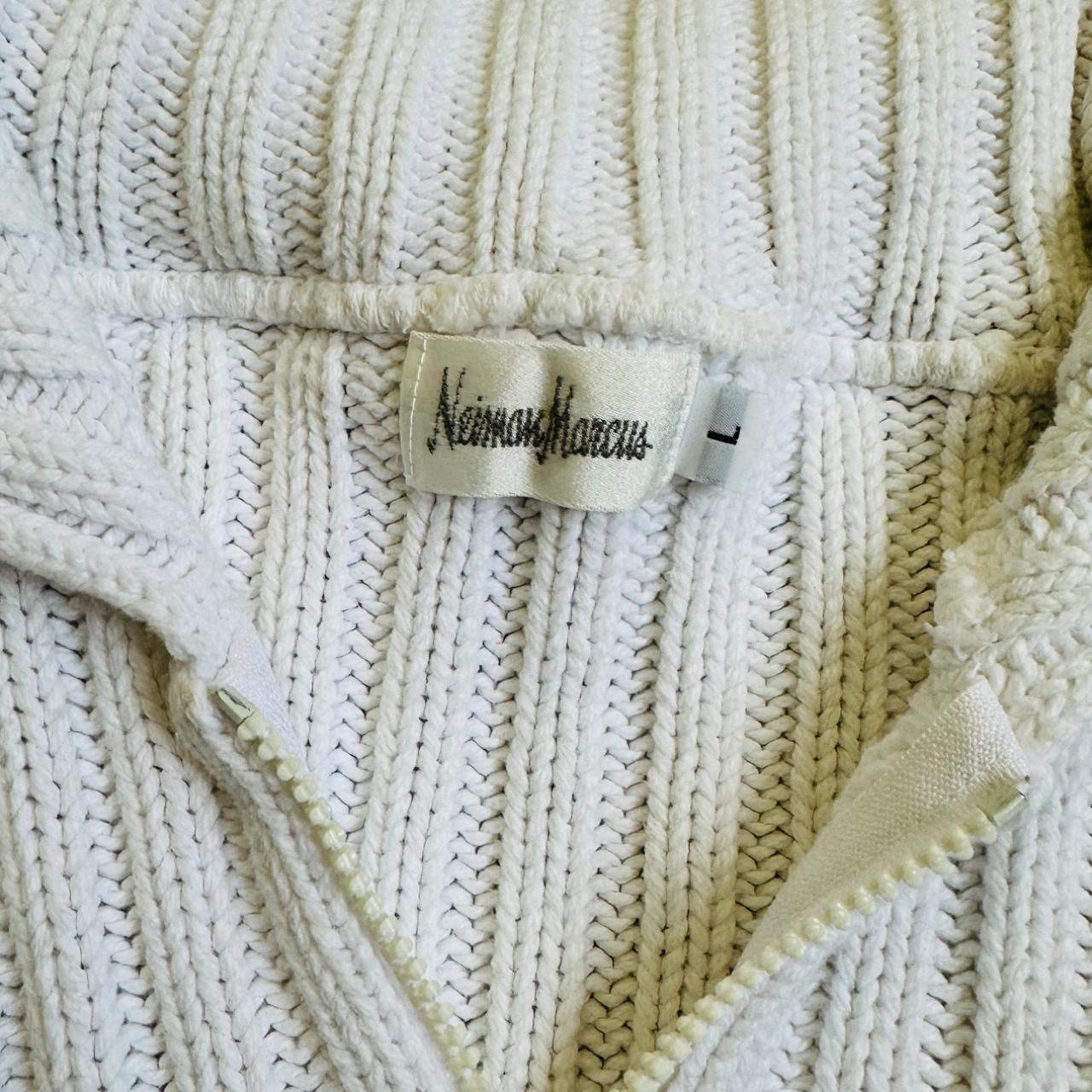 Neiman Marcus 90's Vintage Classic Ribbed Knit Quarter sale Zip Henley Sweater White