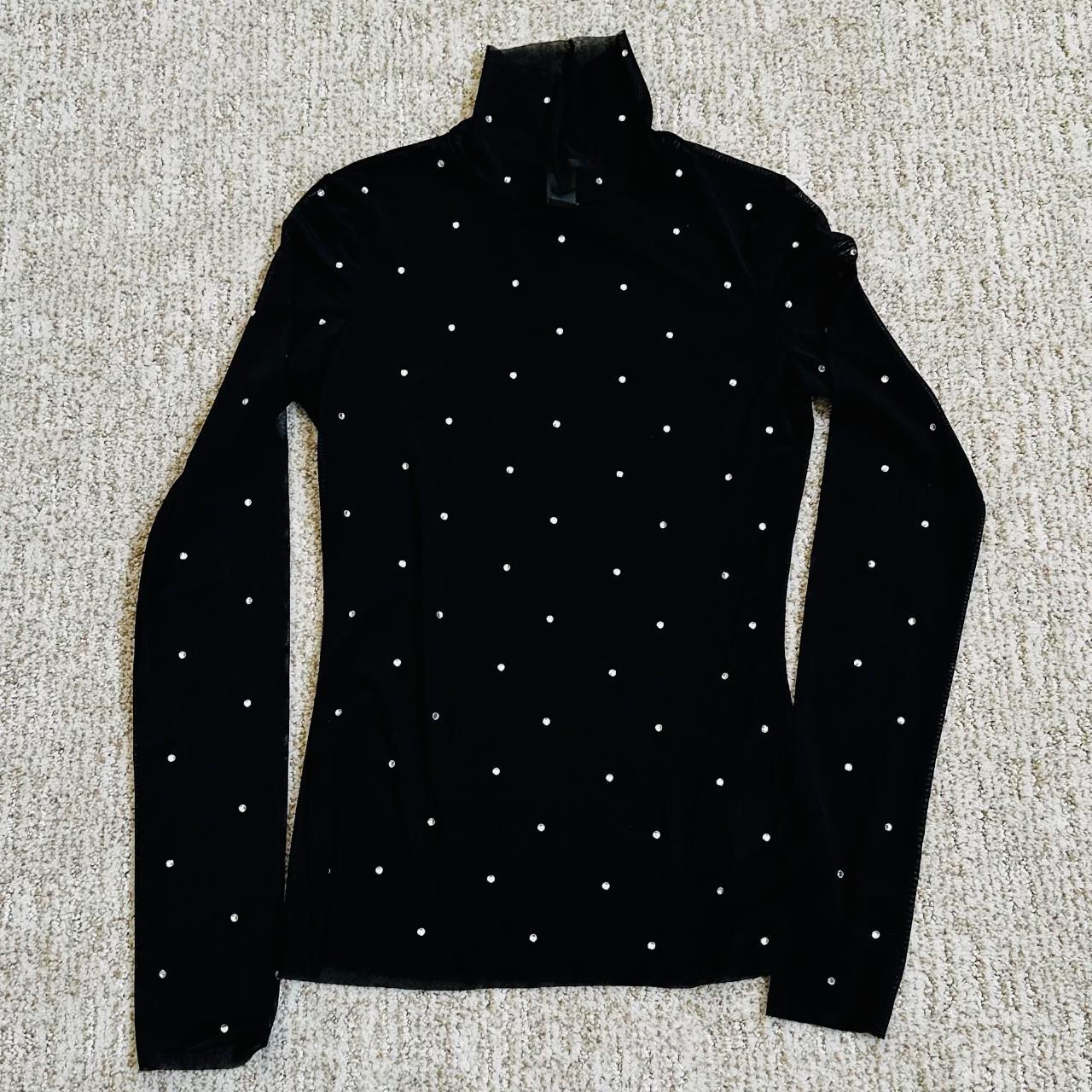 H&m Sparkle Turtleneck Top Black Mesh Mock Neck Turtleneck