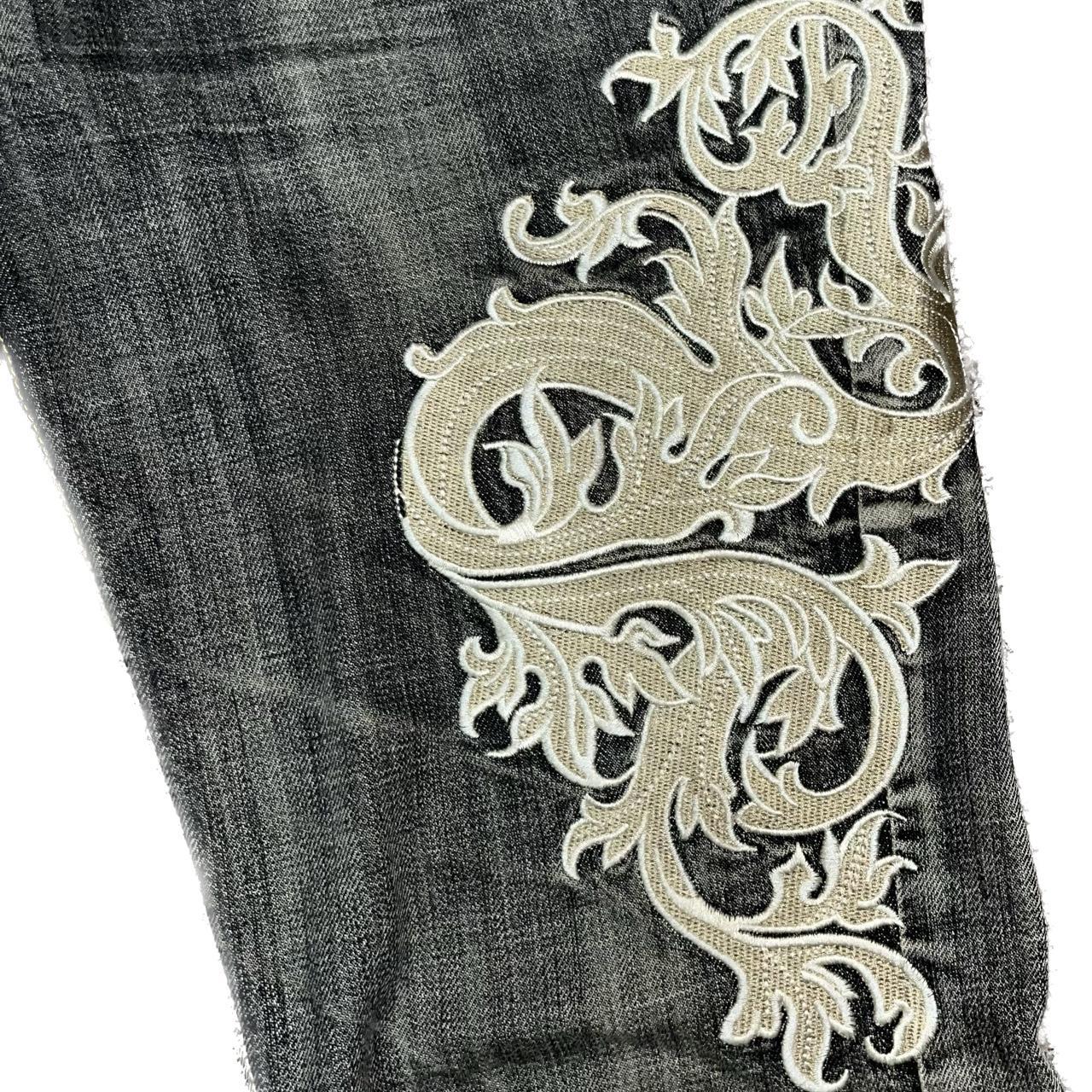 Tornado Mart Tribal Embroidered Flared Denim A | Depop