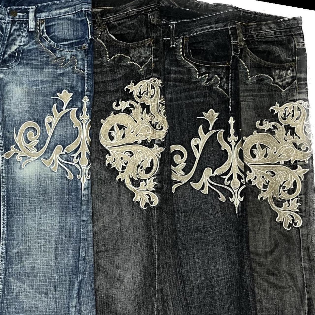 Tornado Mart Tribal Embroidered Flared Denim A | Depop Tornado Mart Tribal Embroidered Flared Denim A | Depop
