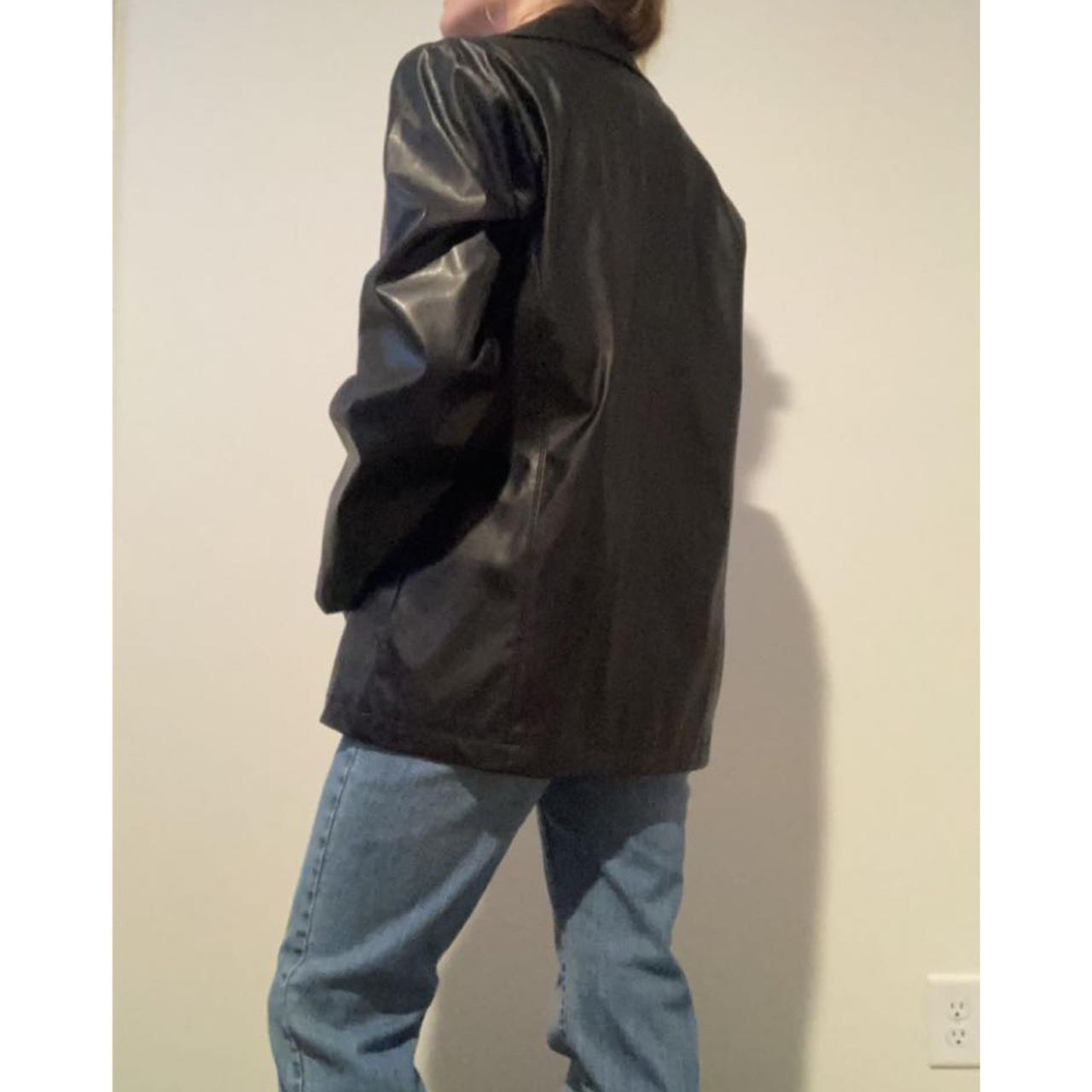 KC collections black faux leather blazer style... - Depop