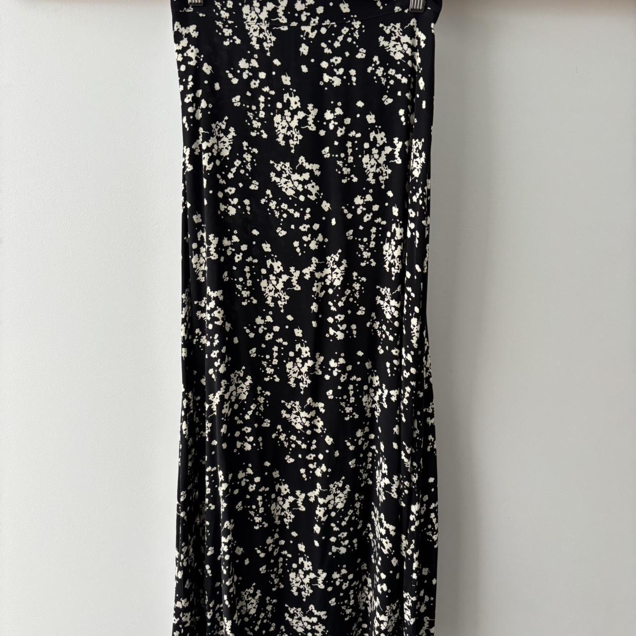 Kookai black & ivory floral midi / maxi skirt, size... Depop
