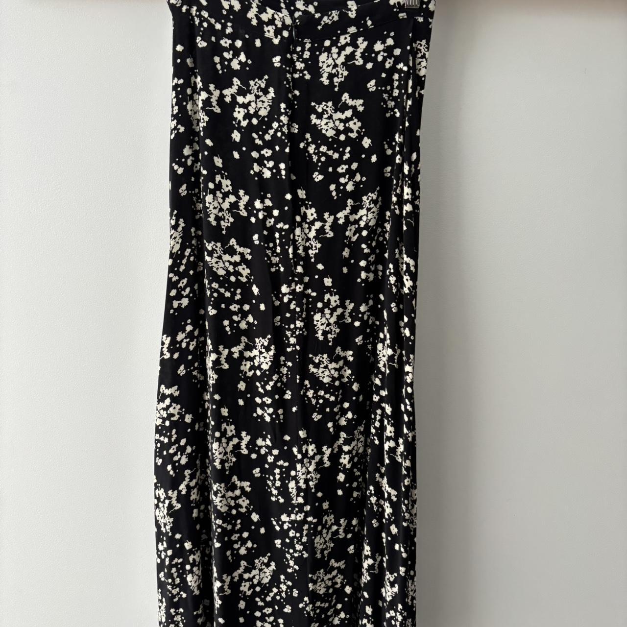 Kookai black & ivory floral midi / maxi skirt, size... Depop