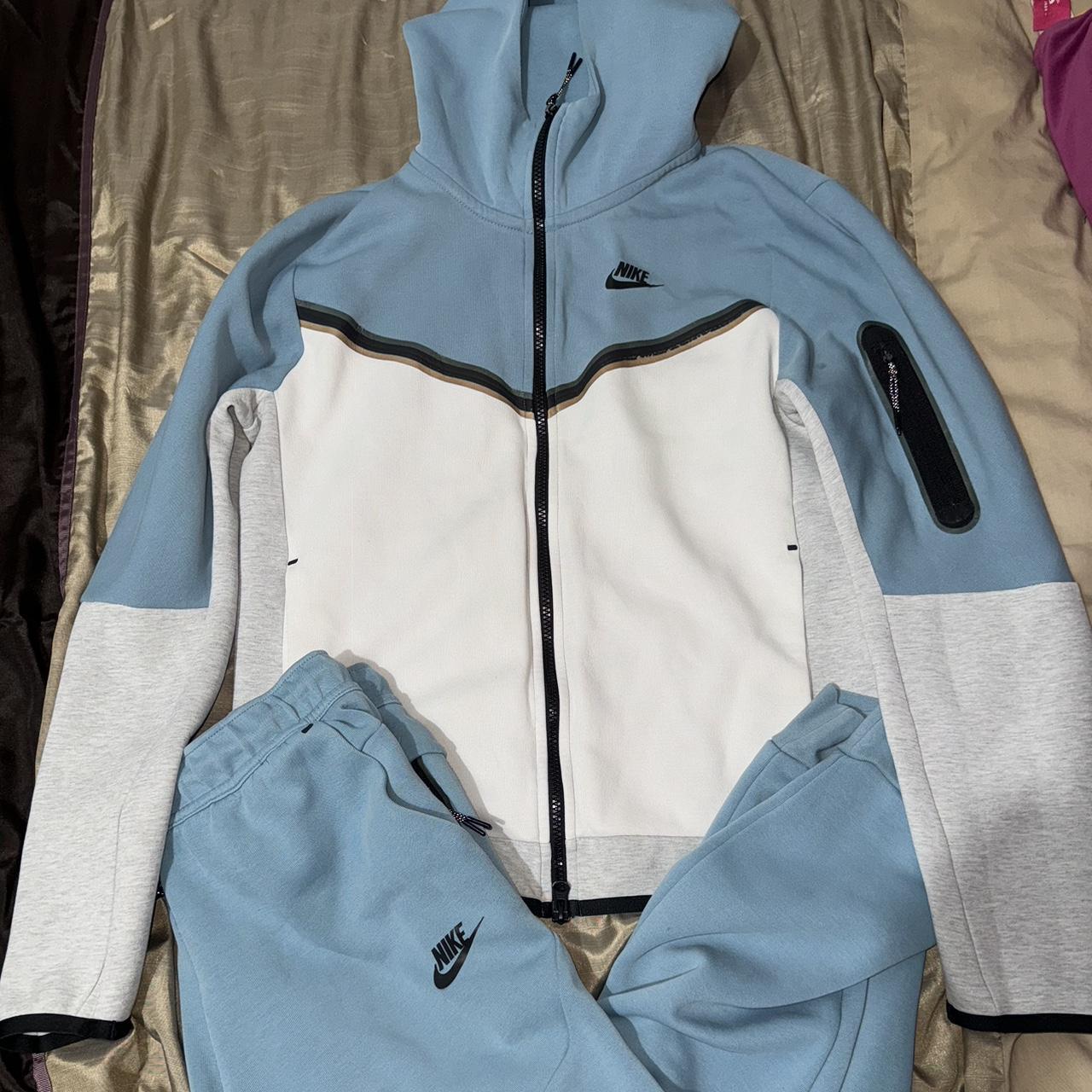 Baby blue nike tech fleece tracksuit, size S, good... - Depop