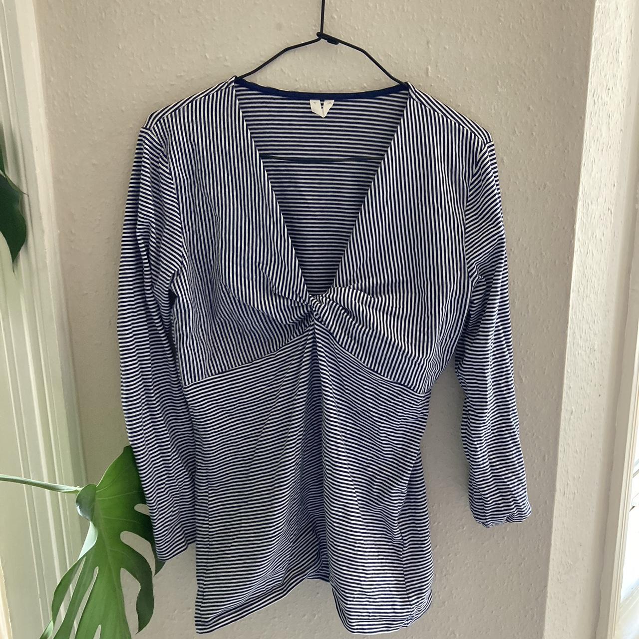 Arket Striped twist front long sleeve t shirt. - Depop