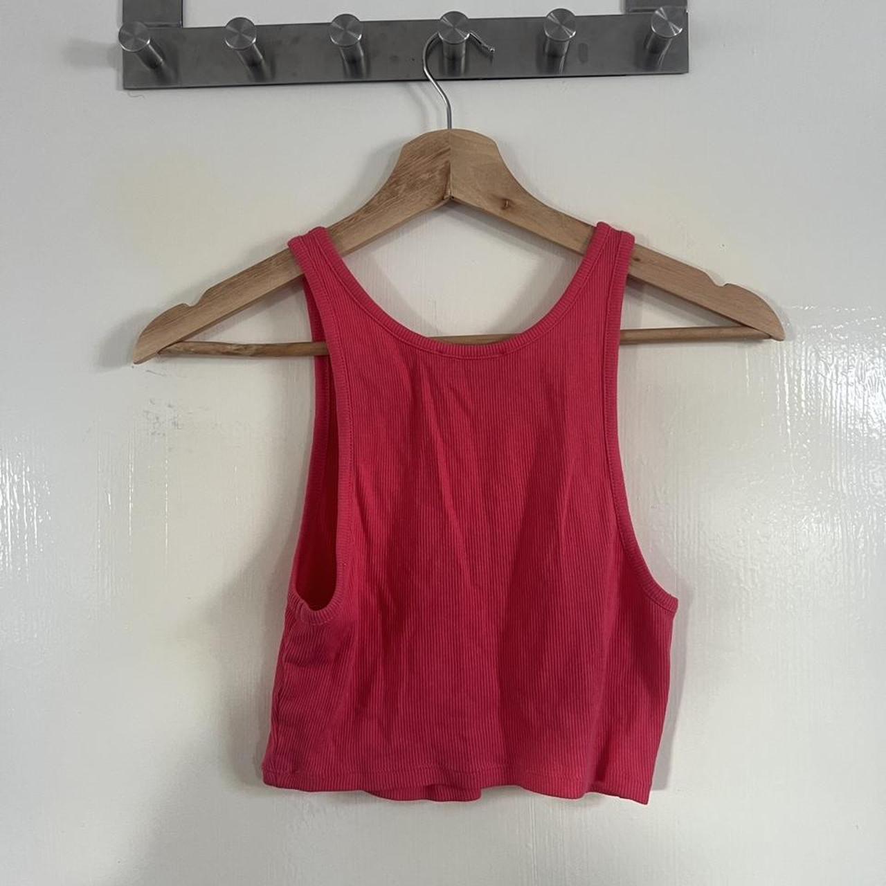 Zara pink racer neck crop top Great condition Uk... - Depop