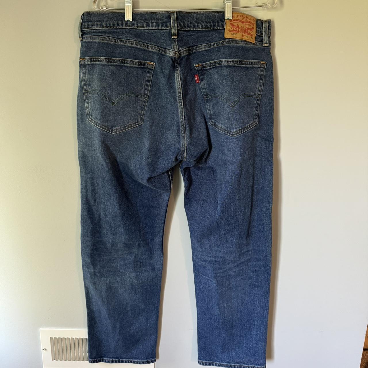 Levis 505 Men 36 x 29 Regular Fit Blue Jeans Medium... - Depop