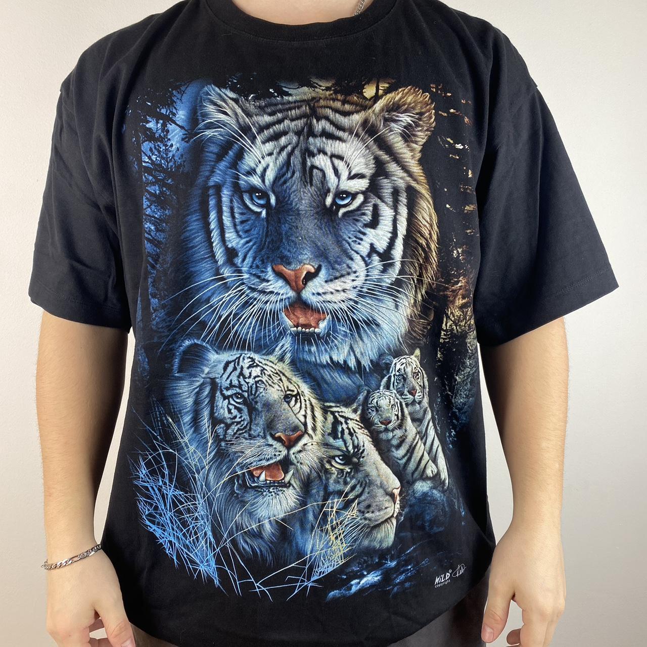 Lovely y2k graphic tiger t shirt in black from... Depop