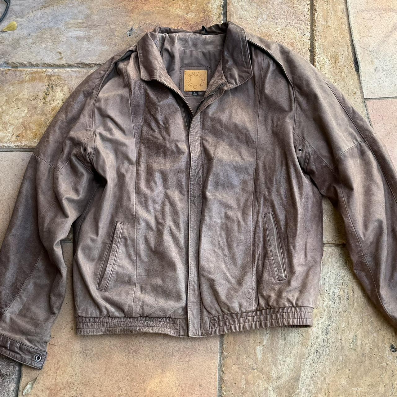 Vintage savile row genuine brown leather... - Depop