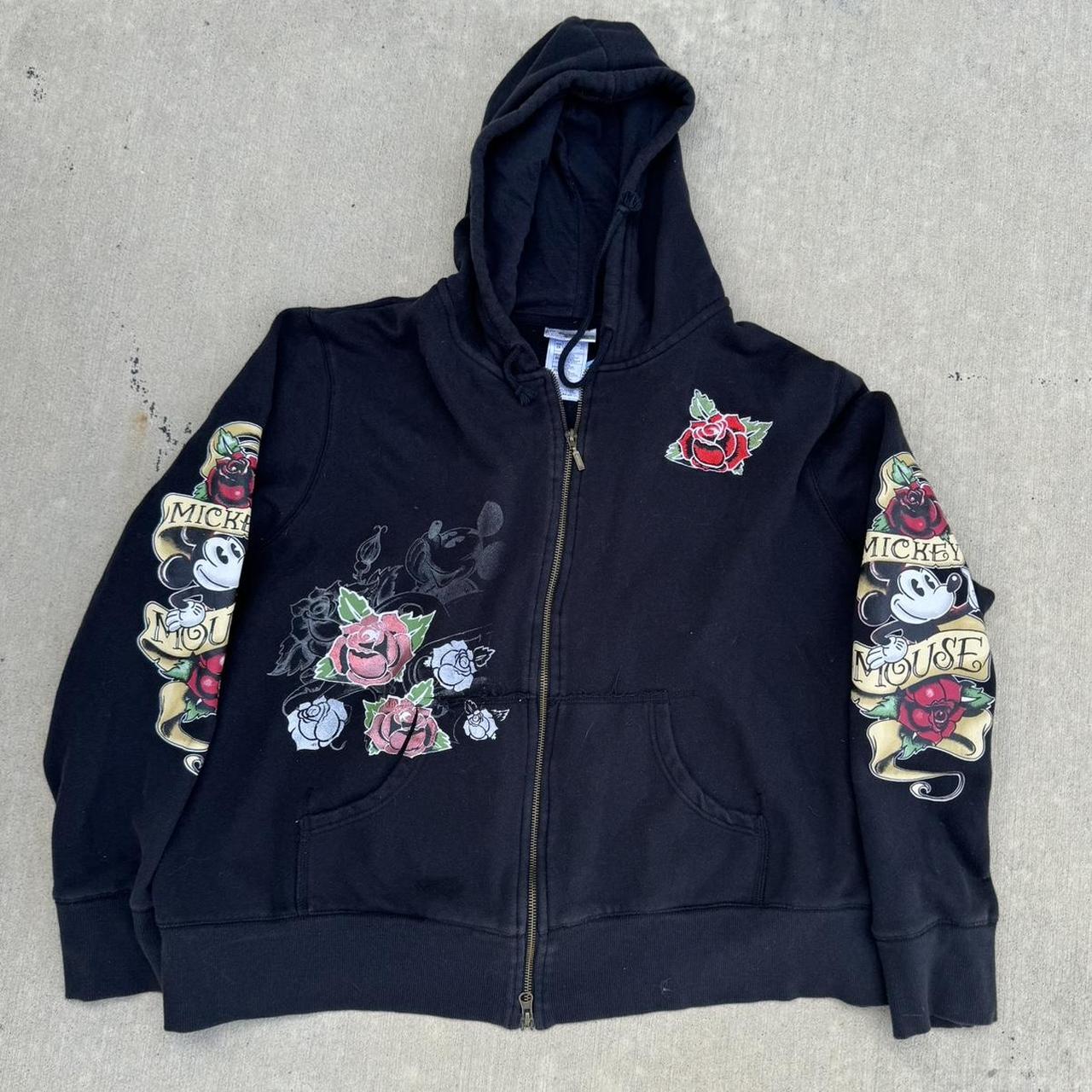 Vintage ed hardy x Mickey Mouse styled zip up jacket... - Depop