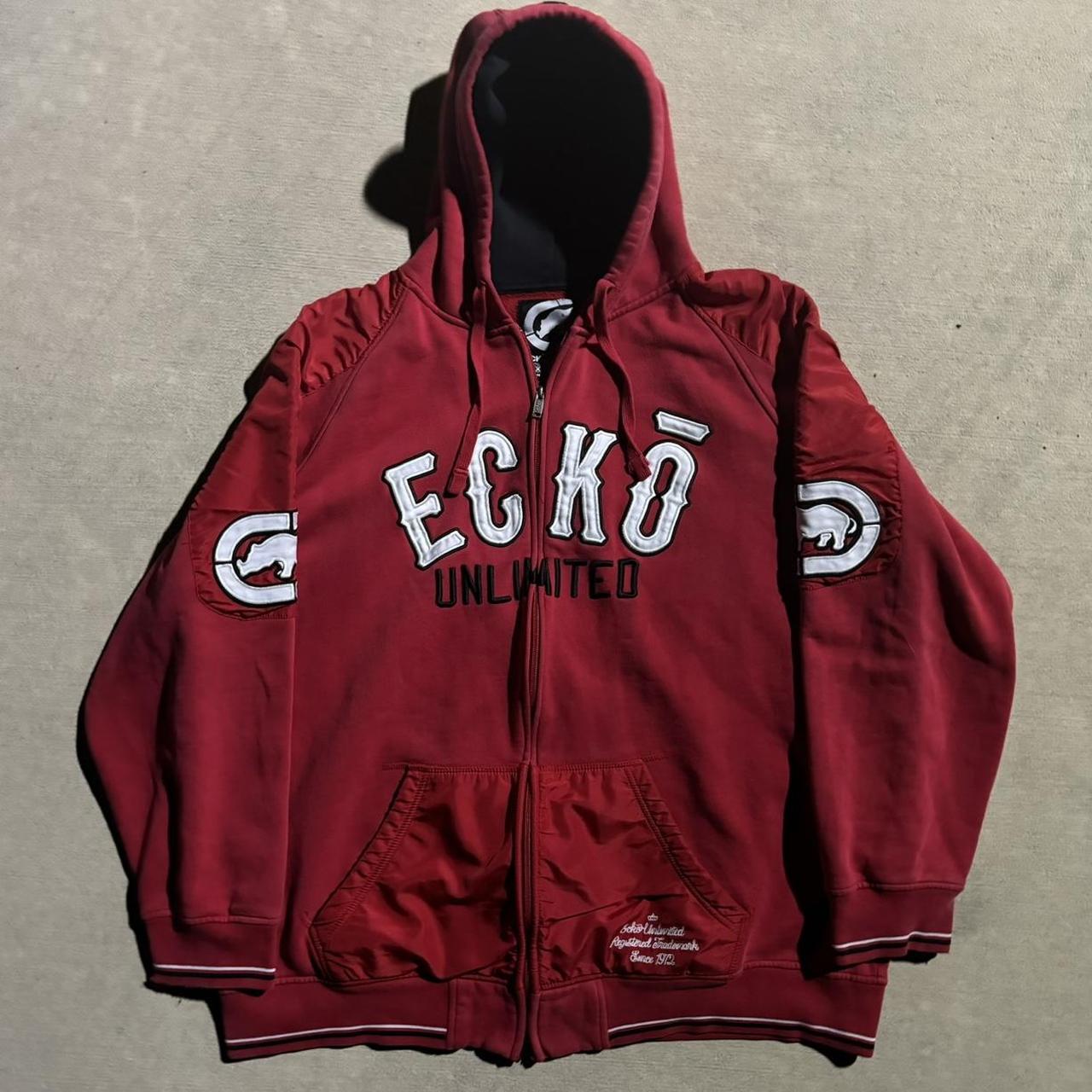 Y2k ECKO unlimited hoodie Super sick patchwork... - Depop