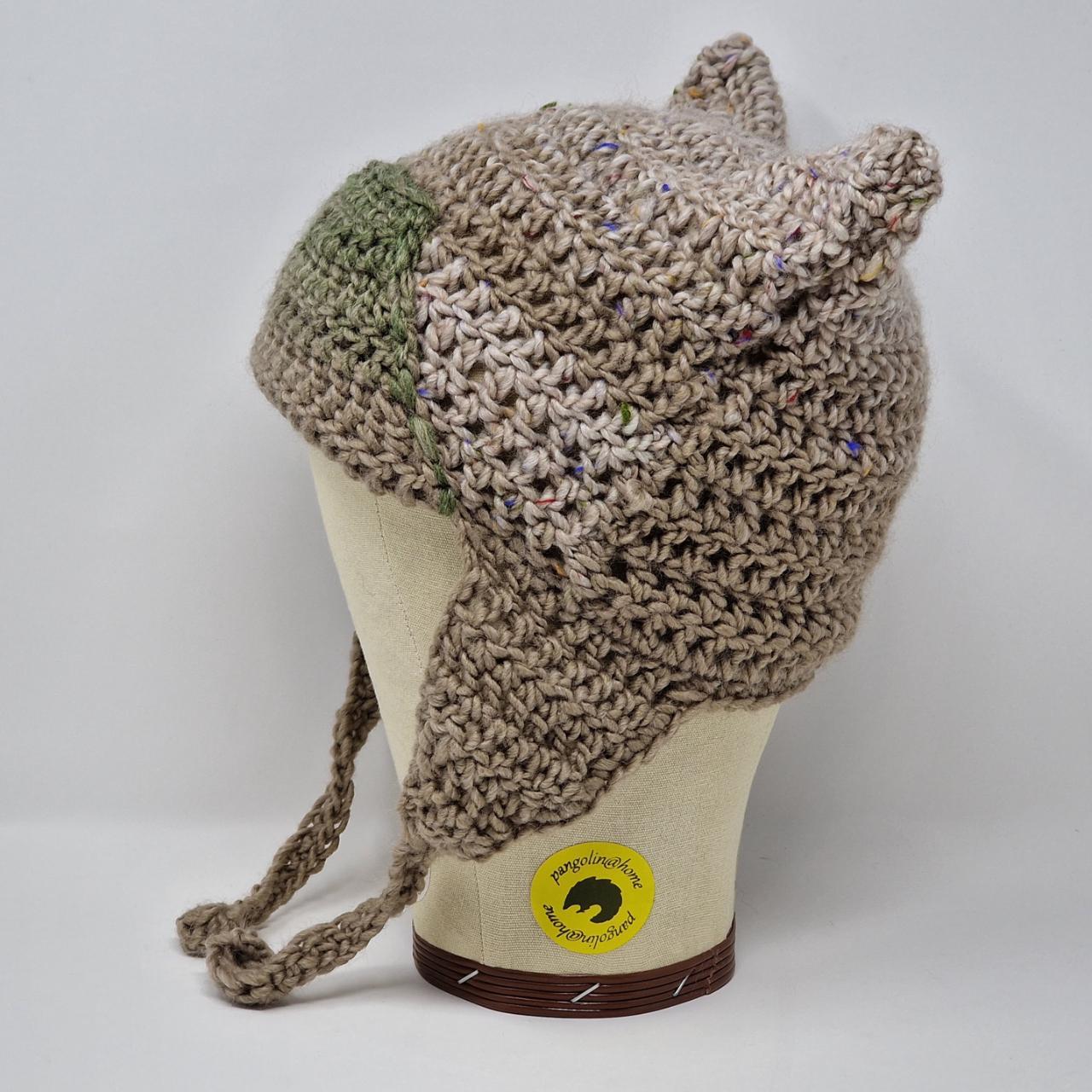 Handmade chunky knit crochet Cat Ear Ushanka Beanie... Depop