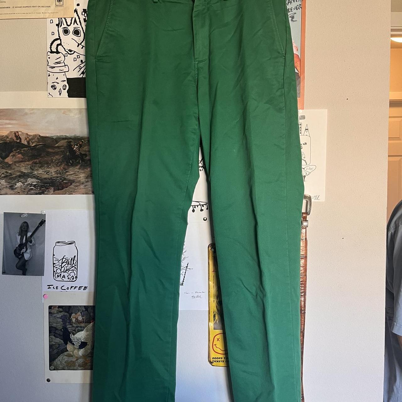 J crew broke in chino bright green, great fit and...