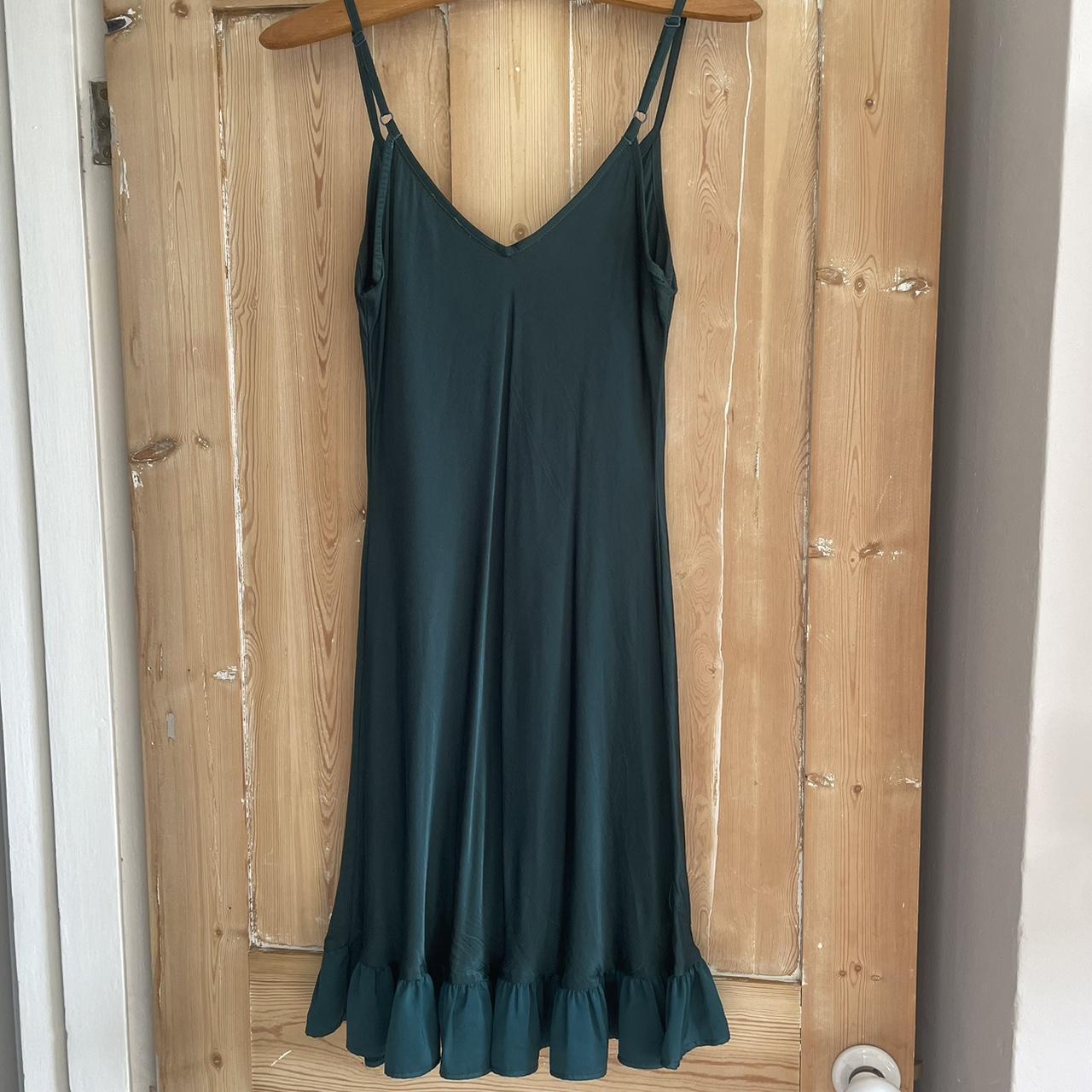 Dark green Heavy silk slip dress from Ghost. The... - Depop