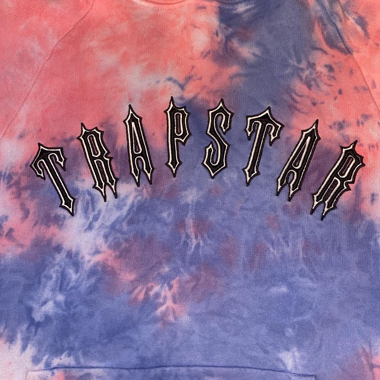 Trapstar Men's Pink and Blue Hoodie Depop