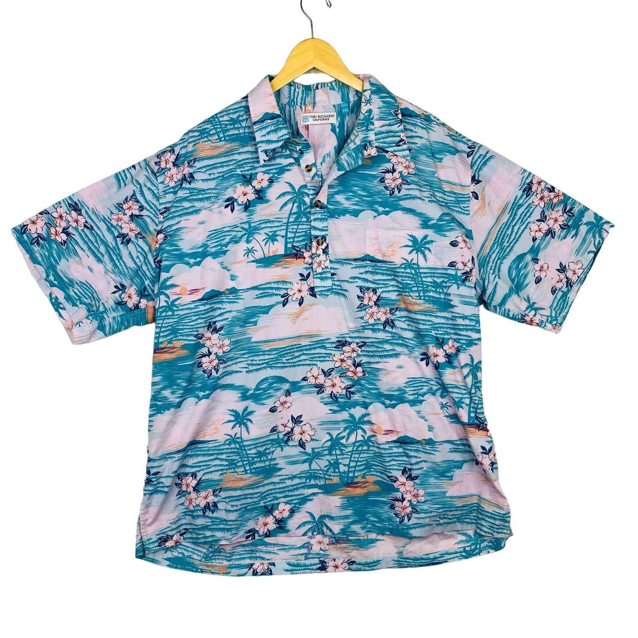 Tori Richard Uniforms Men's Hawaiian Tropical Blue... - Depop