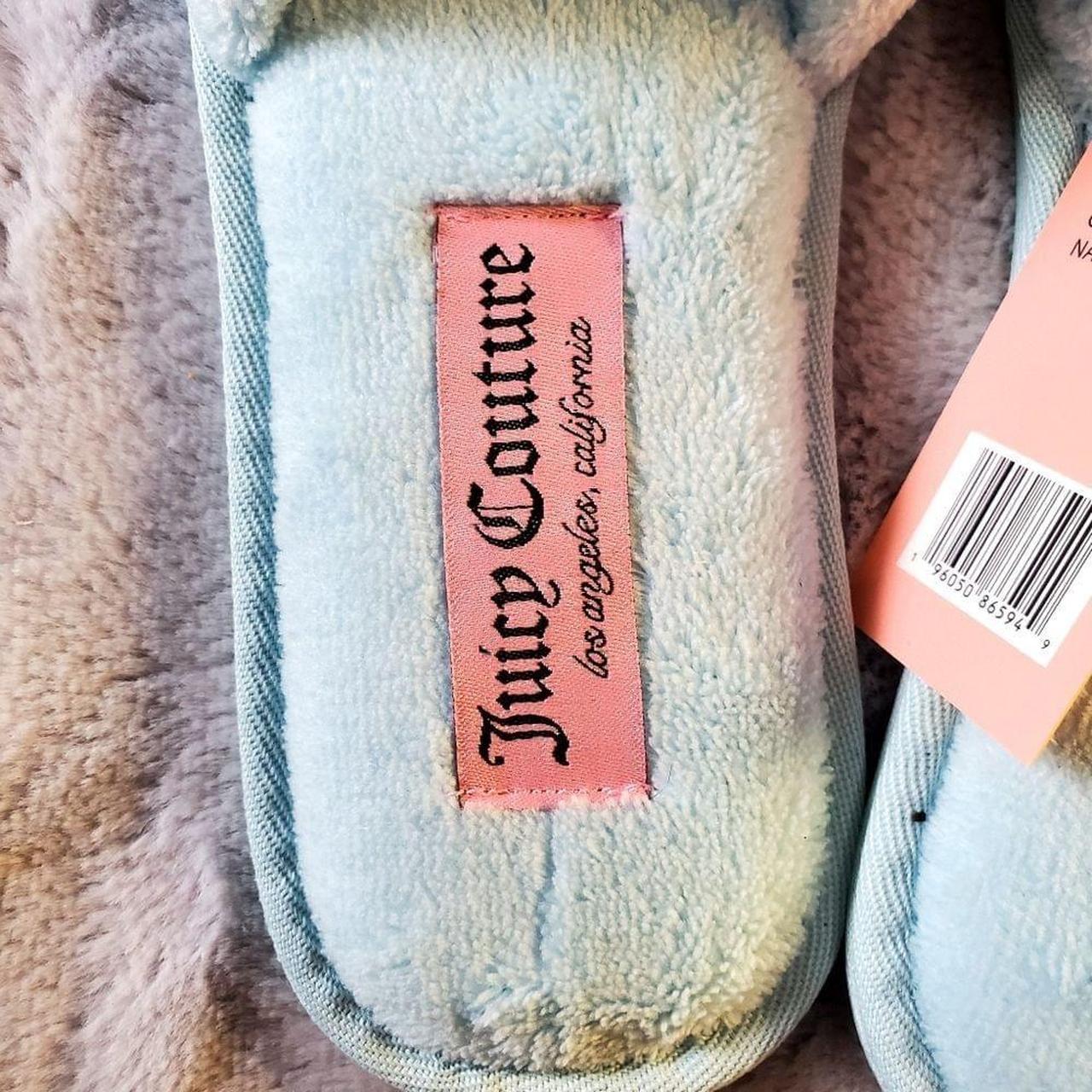 Juicy Couture Blue Rhinestone Slippers Size Medium Depop