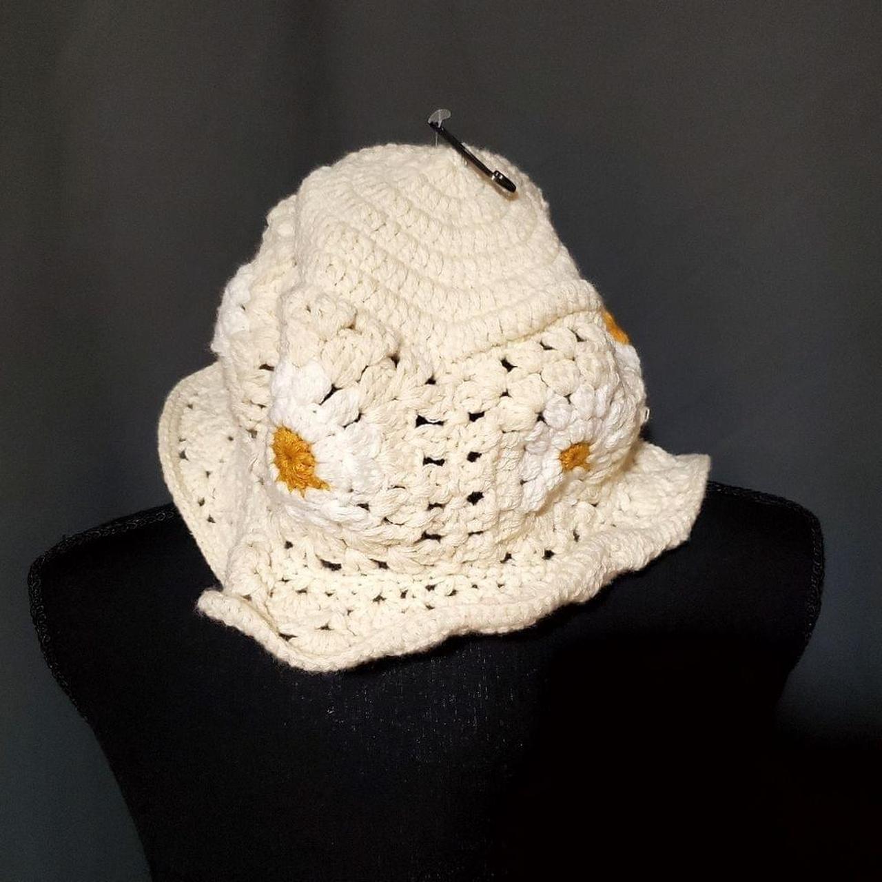 Haute Hippie Crochet Daisy Knit Hat O/S NWT. Hat | Depop