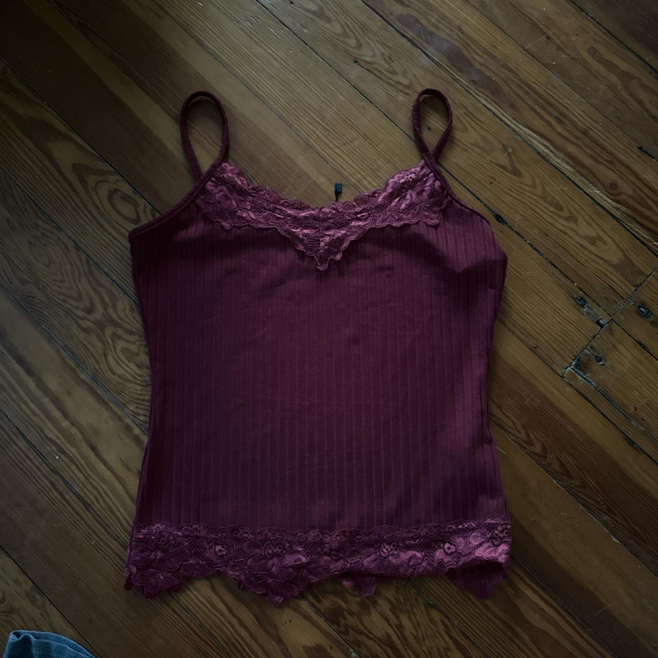 Lace red tank top ️ #y2k - Depop