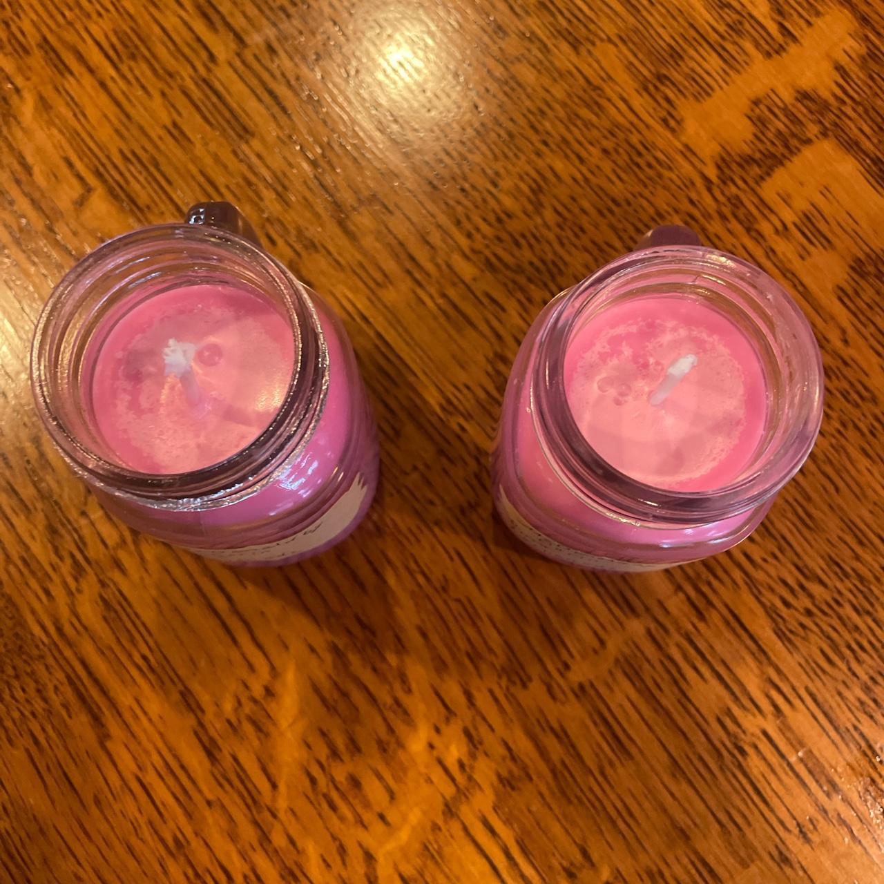 Set of 2 Pink Lemonade candles Jars have handles on - Depop