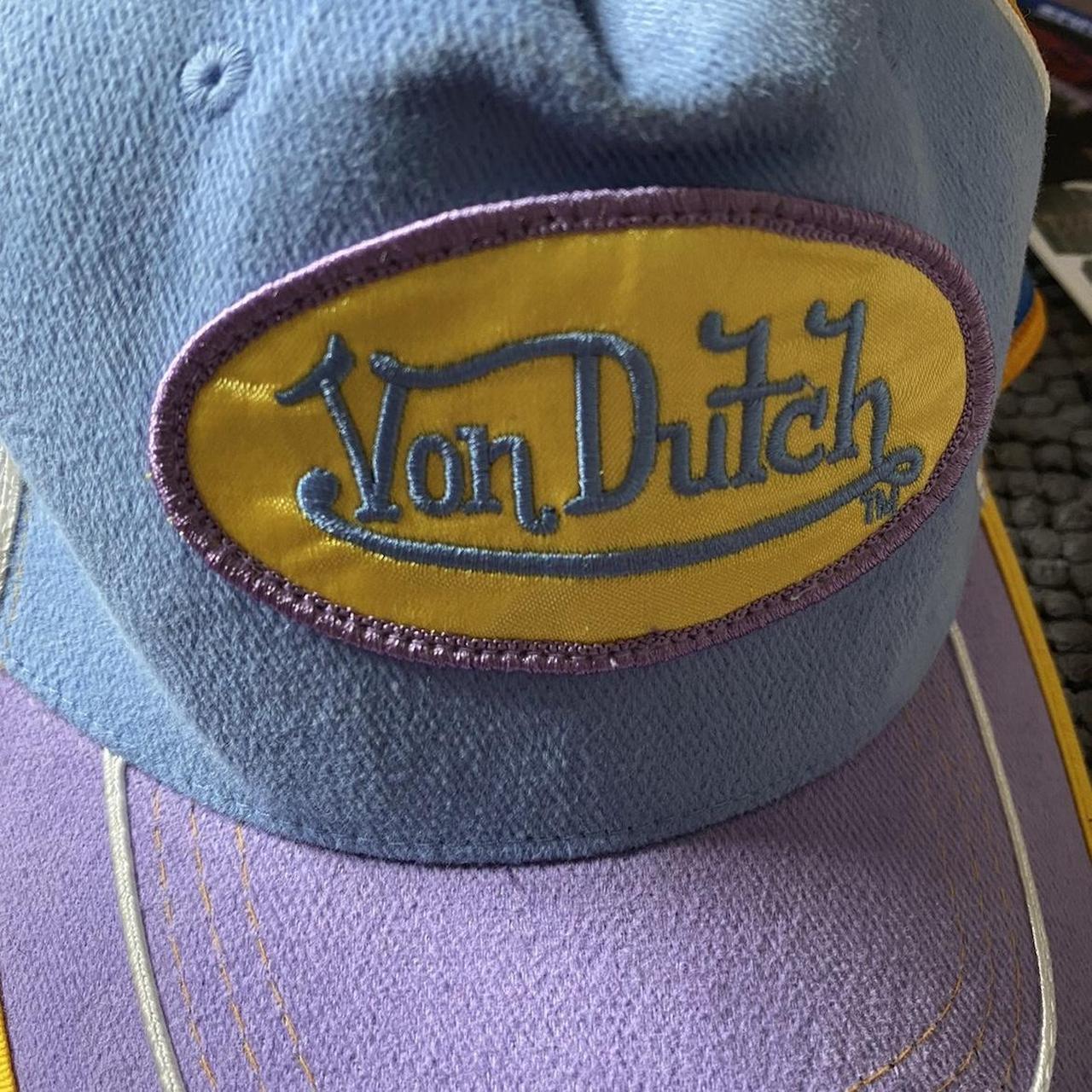 VINTAGE VON DUTCH HAT 🧢 BLUE/PURPLE/YELLOW SIZE:... - Depop