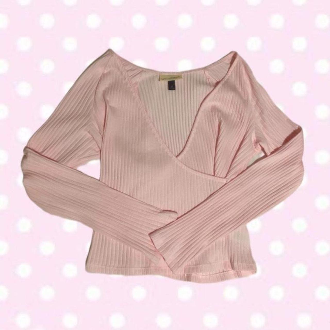 baby pink wrap top *。 baby pink fauxwrap top,... Depop