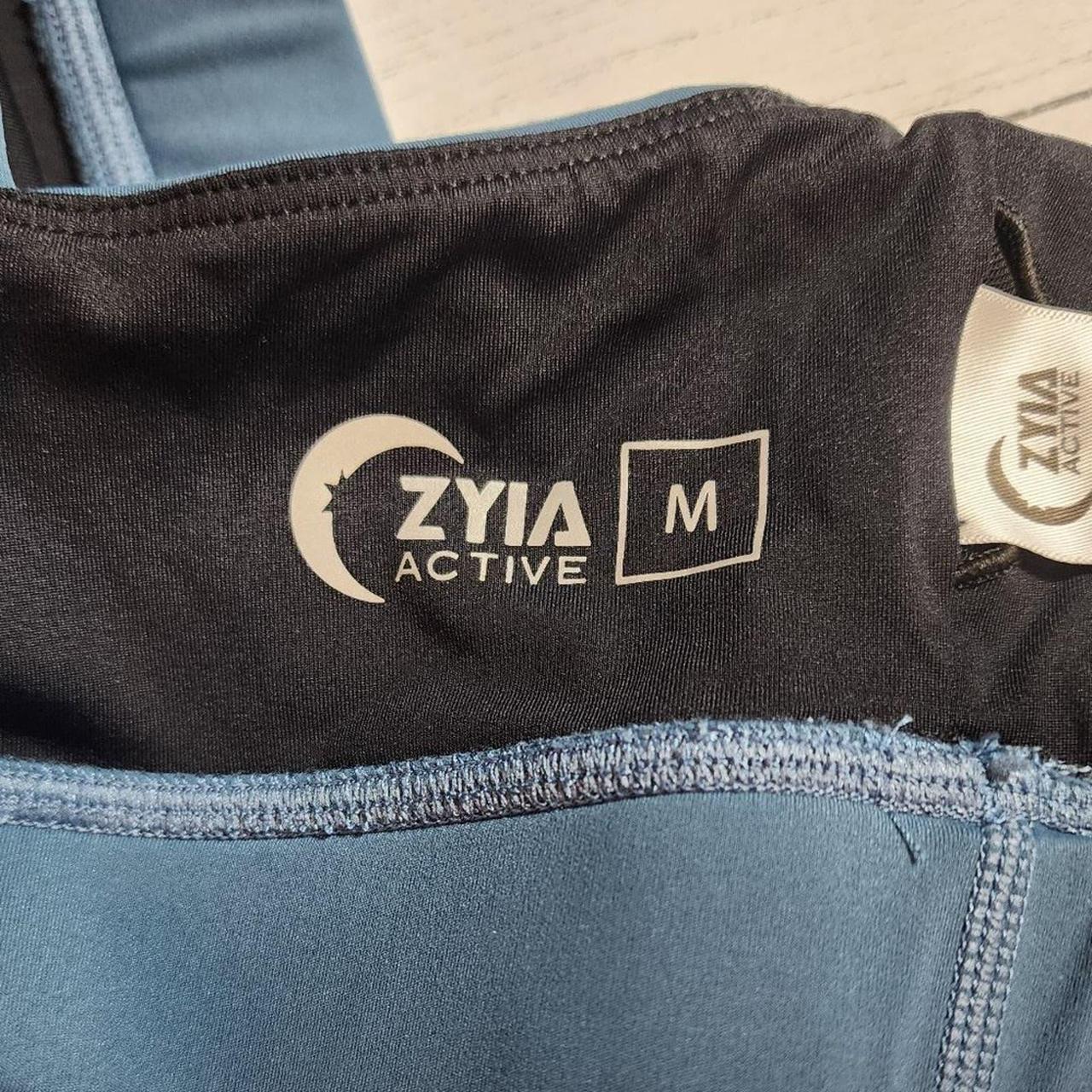 ZYIA Woman's Sports Bra Slate Blue Stripe Luxe Bra
