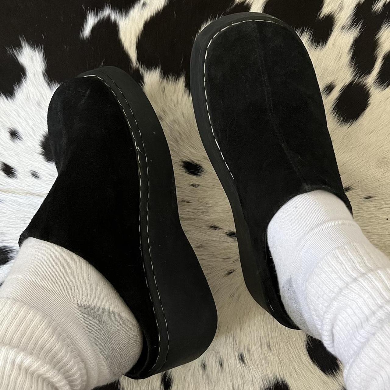 unif lurk platform mule - black suede, women's size... - Depop