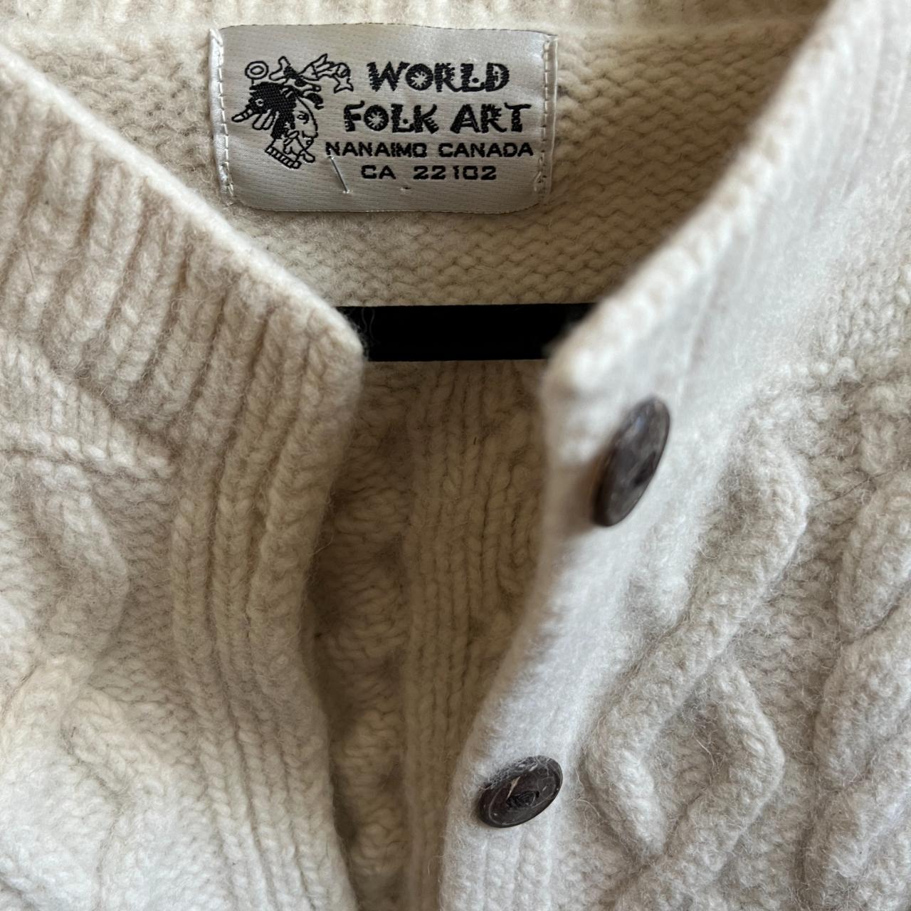 100 WOOL SWEATER Size SM Folk Art Nanaimo Depop