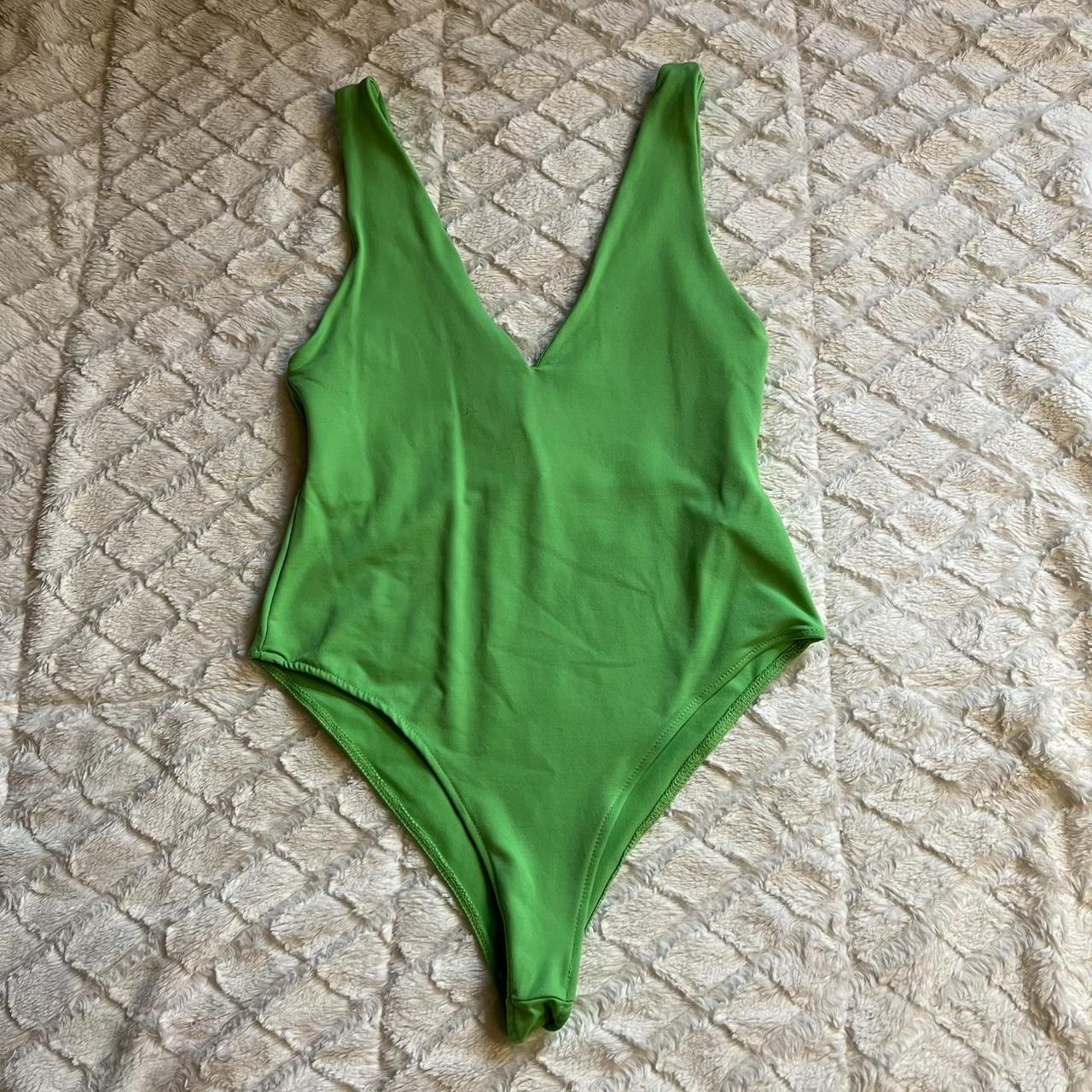 💚ZARA NEON GRREEN LOWCUT BODYSUIT💚 Size medium... - Depop