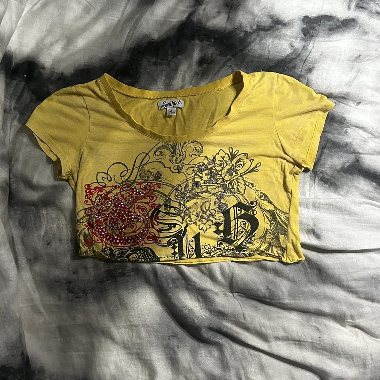 yellow cropped southpole tee was cropped when I... - Depop