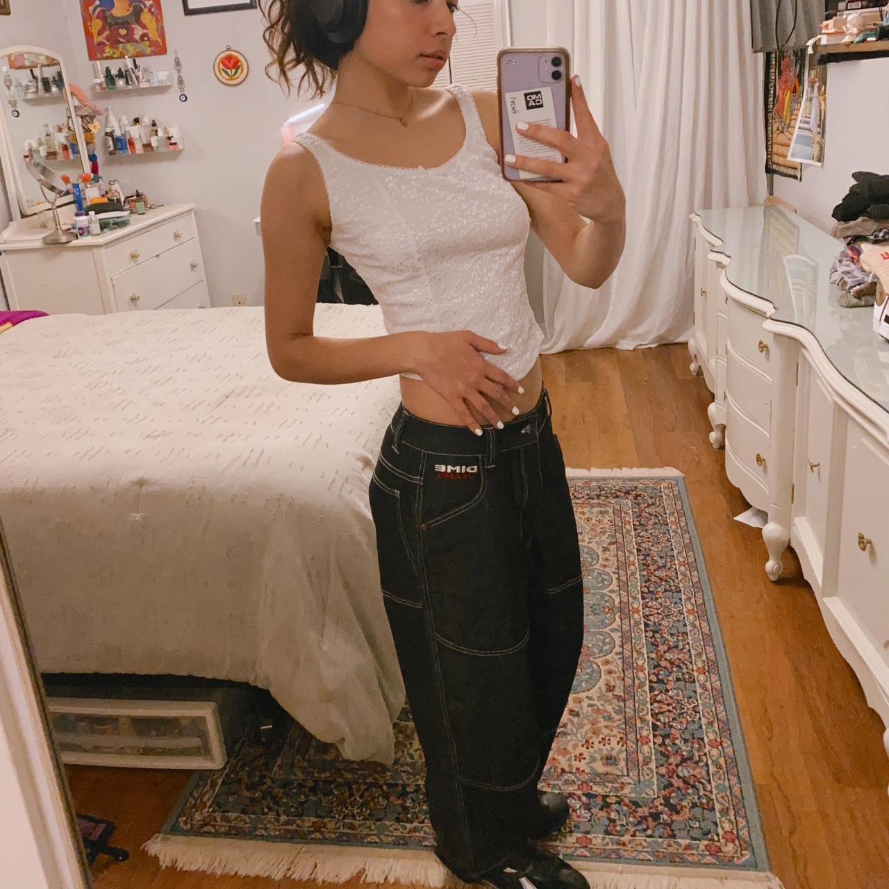 Dime jeans 🥹 retail $145 + shipping super cool low... - Depop