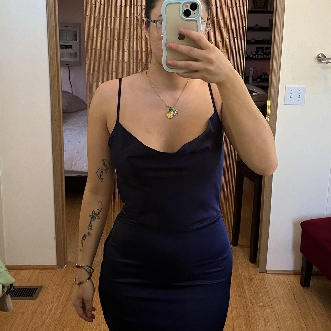 Missguided navy dress best sale