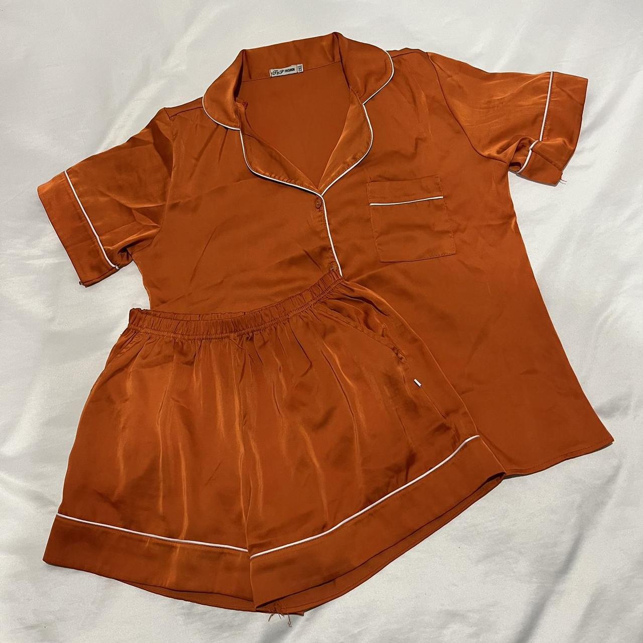 Satin Orange PJ set Size XS Gift from Vietnam 9/10... - Depop